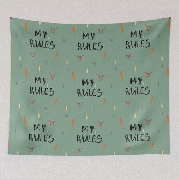 Item preview, My rules motivation phrase green seamless pattern designed and sold by Yana Mustafina | Boho Soulful Designs.
