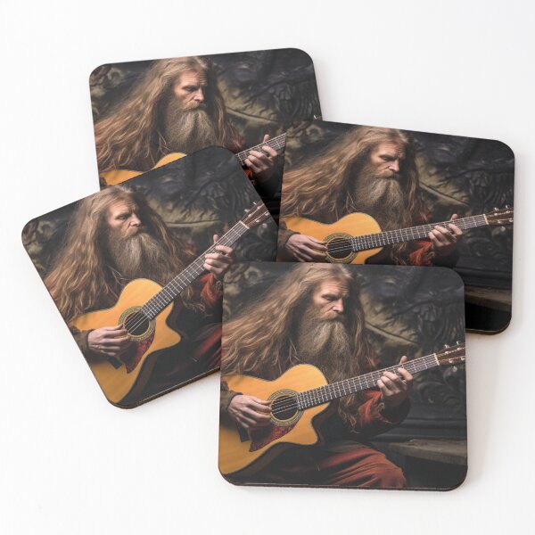Item preview, A man with long beard and long hairs playing guitar designed and sold by isBotStore.