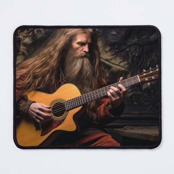 Item preview, A man with long beard and long hairs playing guitar designed and sold by isBotStore.