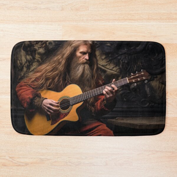 Item preview, A man with long beard and long hairs playing guitar designed and sold by isBotStore.