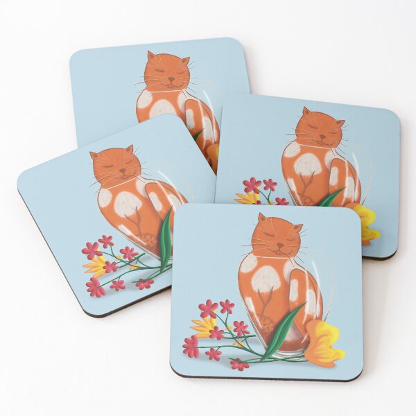 Item preview, Whiskered Blooms: Contented Orange Cat in a Floral Vase designed and sold by viesilencieuse.