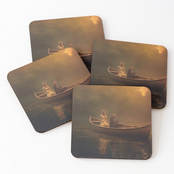 Item preview, Newlyweds on a boat on a lake in a forest designed and sold by isBotStore.