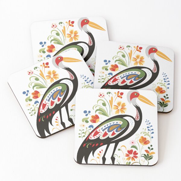 Item preview, The Colorful Stork and its Folklore Floral Symphony designed and sold by EmeraldeaArt.
