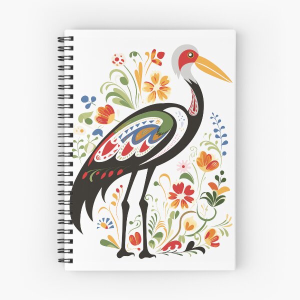 Item preview, The Colorful Stork and its Folklore Floral Symphony designed and sold by EmeraldeaArt.