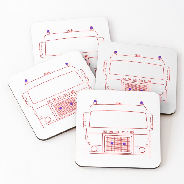 Item preview, Dennis D Series 1970s British classic fire engine outline red designed and sold by soitwouldseem.