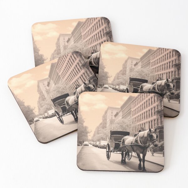 Item preview, A horse pulling a carriage in an old town designed and sold by isBotStore.