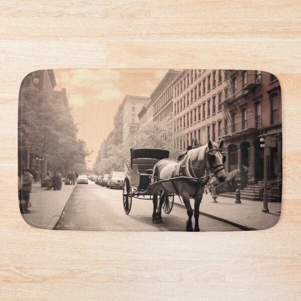 Item preview, A horse pulling a carriage in an old town designed and sold by isBotStore.