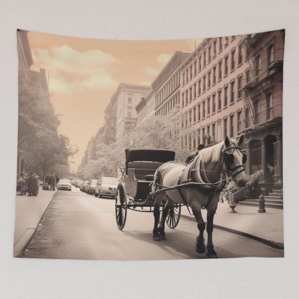 Item preview, A horse pulling a carriage in an old town designed and sold by isBotStore.