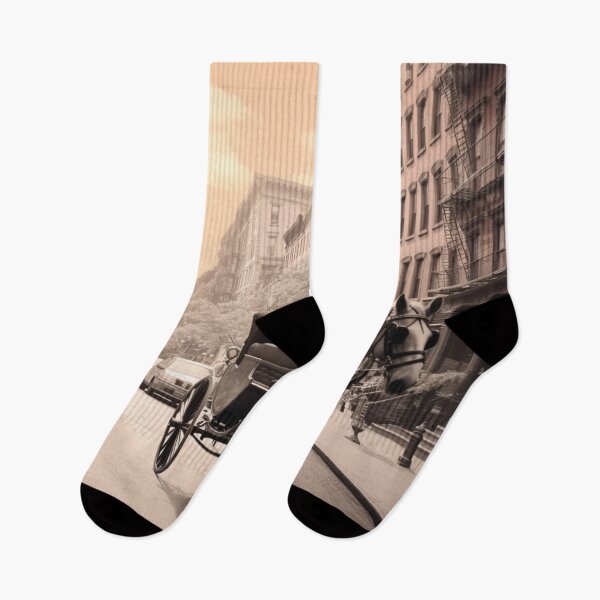 Item preview, A horse pulling a carriage in an old town designed and sold by isBotStore.
