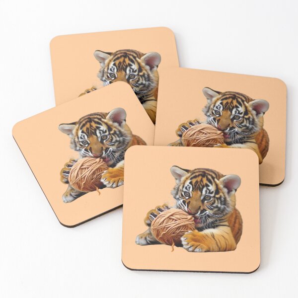 Item preview, Tiger Cub Playing with Yarn Ball designed and sold by violettoffee.