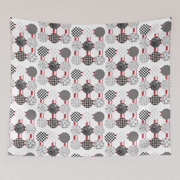 Item preview, Rockabilly red, white and black patterns designed and sold by ValsCrazyCats.