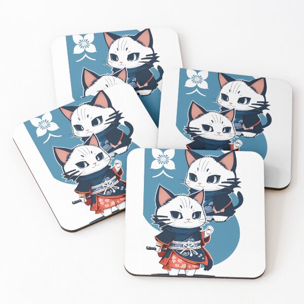 Item preview, Dynamic Cyanotype Samurai Cats designed and sold by Mechanical-Artt.