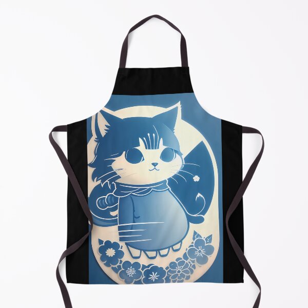 Item preview, Serene Cyanotype Samurai Cat designed and sold by Mechanical-Artt.