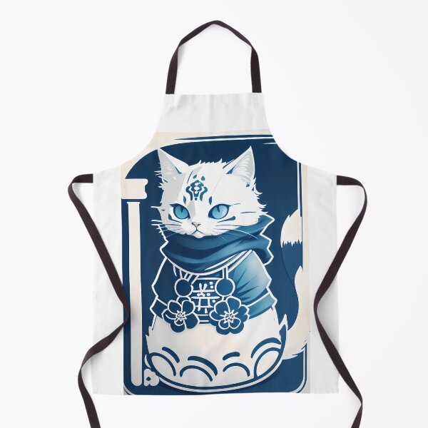 Item preview, Expressive Cyanotype Samurai Cat designed and sold by Mechanical-Artt.