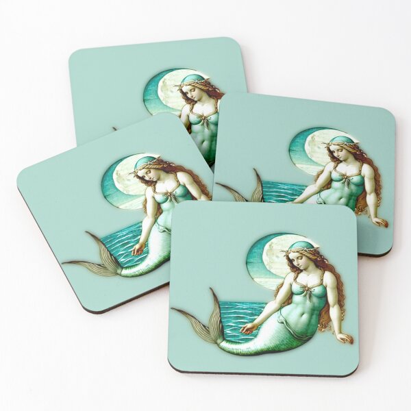Item preview, MOON MERMAID MAIDEN Classical Renaissance Siren of the Sea Inspired by Leonardo da Vinci designed and sold by BadassBazaar.