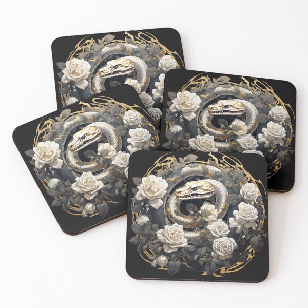 Item preview, Snake And Roses Black And Gold Ouroboros designed and sold by Nightarcade.