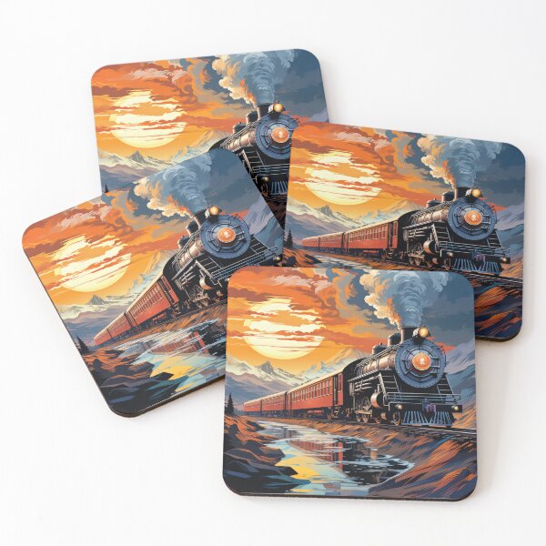 Item preview, train in landscape designed and sold by Stroka-AI-Art.