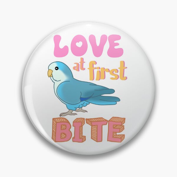 Item preview, Love at first bite Blue Quaker Funny Birb merch Parrot Kawaii designed and sold by FandomizedRose.