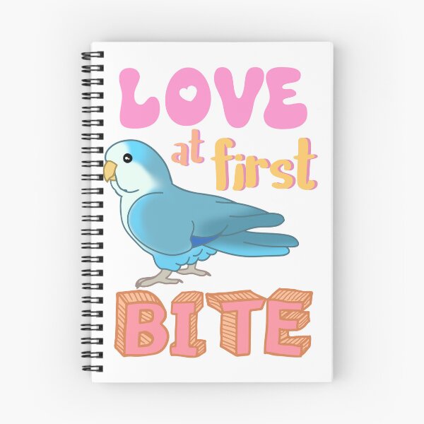 Item preview, Love at first bite Blue Quaker Funny Birb merch Parrot Kawaii designed and sold by FandomizedRose.