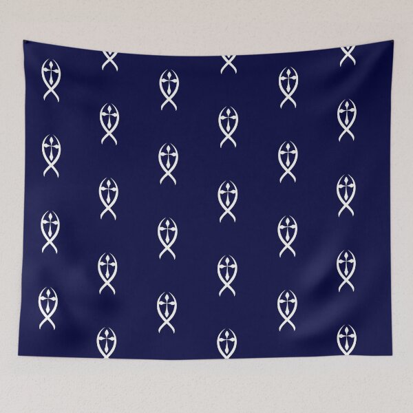 Item preview, Cross And Fish Knight's Shield Christian Design designed and sold by CrossAndCrown.