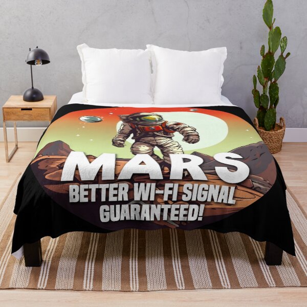 Item preview, Funny Cartoon Astronaut on Mars | Mars - Better Wi-Fi Signal Guaranteed! designed and sold by 24hSpaceMadness.