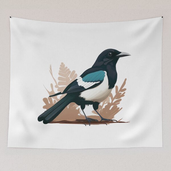 Item preview, A proud magpie with a turquoise stripe designed and sold by naturemenagerie.