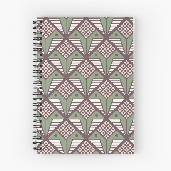 Item preview, KF 0092 F - Vintage Retro Flower 70s Modern Geometric Floral Pattern in Green on Brown designed and sold by KhakiFinch.