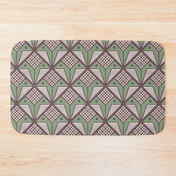 Item preview, KF 0092 F - Vintage Retro Flower 70s Modern Geometric Floral Pattern in Green on Brown designed and sold by KhakiFinch.