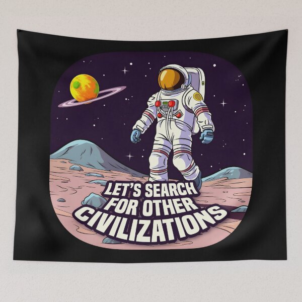 Item preview, Cartoon Astronaut on Planet | Let's Search for Other Civilizations designed and sold by 24hSpaceMadness.
