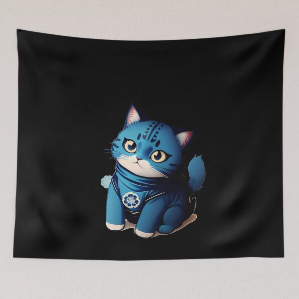 Item preview, Cyanotype Samurai Cat Warrior's Resolve designed and sold by Mechanical-Artt.