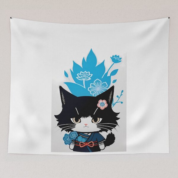Item preview, Graceful Cyanotype Samurai Feline designed and sold by Mechanical-Artt.