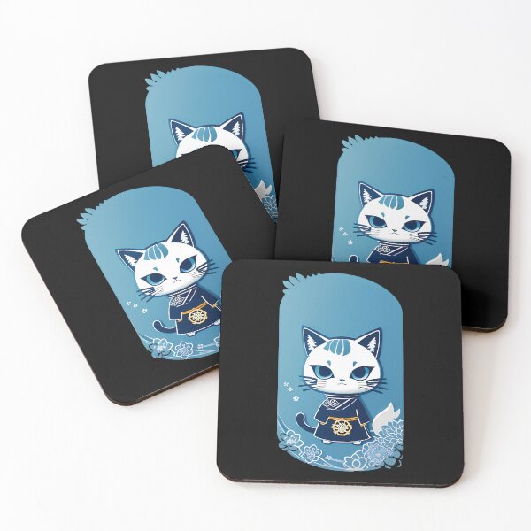 Aperçu de l'œuvre Mysterious Cyanotype Samurai Cat Warrior créée et vendue par Mechanical-Artt.
