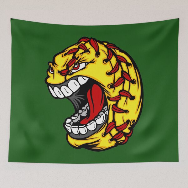 Item preview, Cartoon Fastpitch Softball with Screaming Face   	 designed and sold by smefdkbd10.