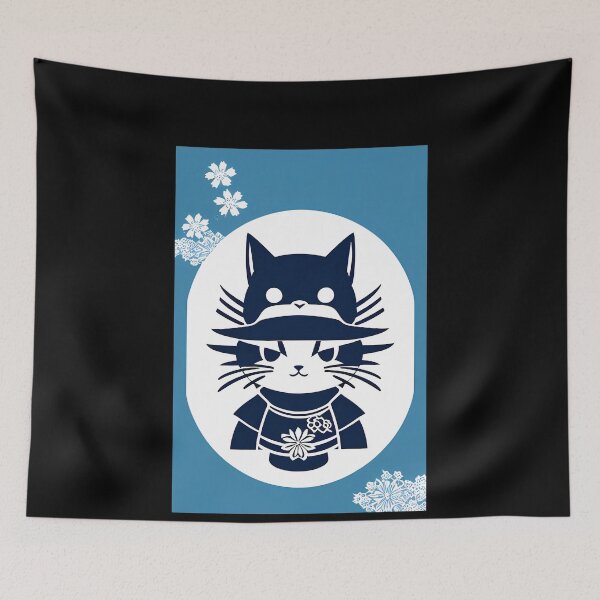 Item preview, Cyanotype Samurai Cat Warrior's Journey designed and sold by Mechanical-Artt.