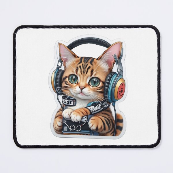 Item preview, Cute Cat with Headphones 1 Sticker, Clothing, T-shirts: Groove to the Purrfect Beats! designed and sold by Weslley Silva.