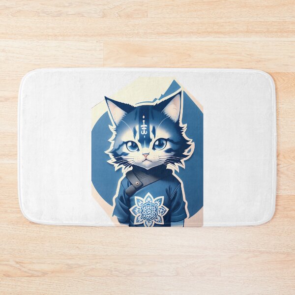 Item preview, Cyanotype Samurai Cat Warrior's Strength designed and sold by Mechanical-Artt.
