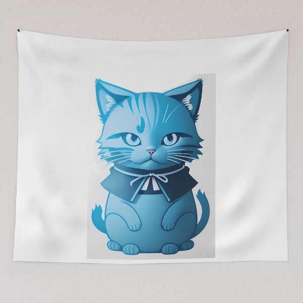 Item preview, Cyanotype Majestic Samurai Feline designed and sold by Mechanical-Artt.