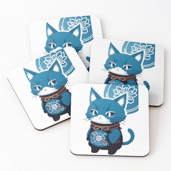 Item preview, Samurai Cat Elegance in Cyanotype designed and sold by Mechanical-Artt.