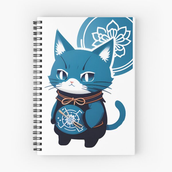 Item preview, Samurai Cat Elegance in Cyanotype designed and sold by Mechanical-Artt.