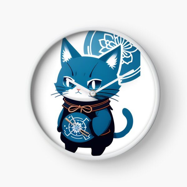 Item preview, Samurai Cat Elegance in Cyanotype designed and sold by Mechanical-Artt.