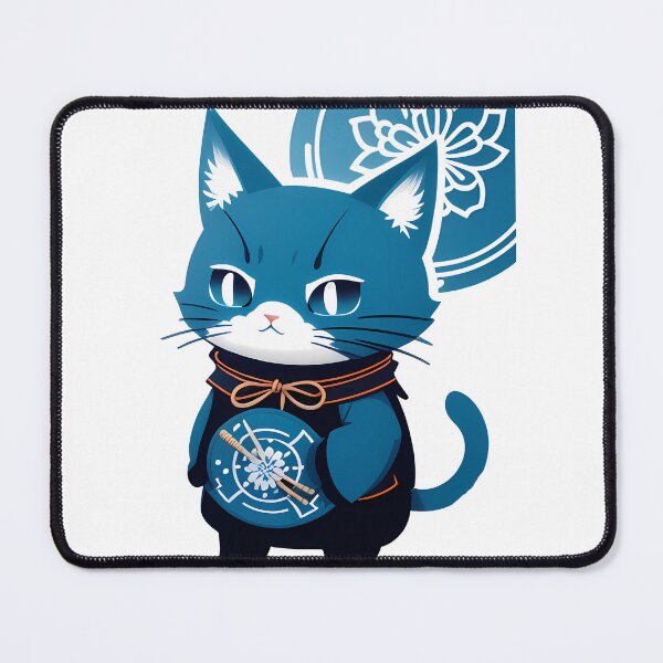 Item preview, Samurai Cat Elegance in Cyanotype designed and sold by Mechanical-Artt.