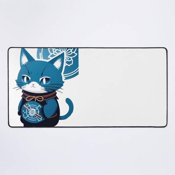 Item preview, Samurai Cat Elegance in Cyanotype designed and sold by Mechanical-Artt.