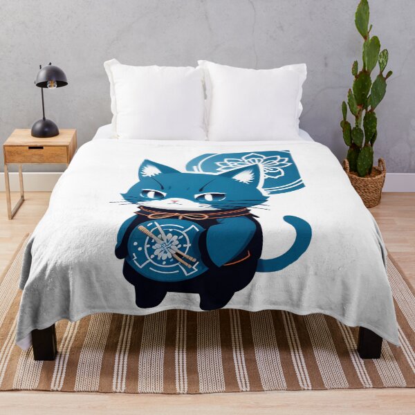 Item preview, Samurai Cat Elegance in Cyanotype designed and sold by Mechanical-Artt.