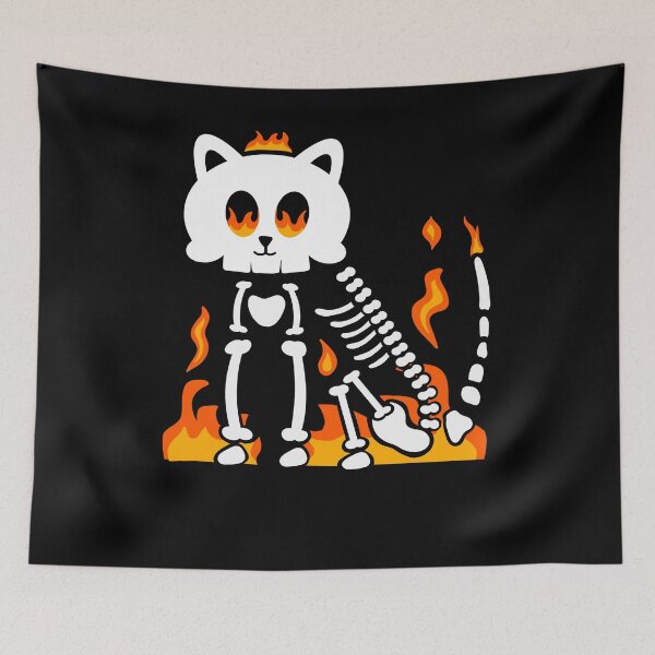 Item preview, Flaming Cat Skeleton designed and sold by eternallygifted.