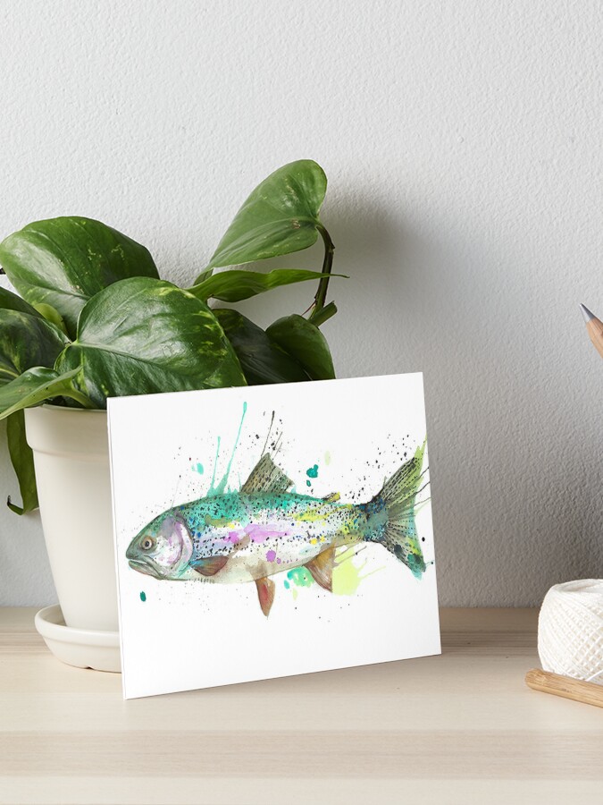 Rainbow trout watercolor painting - PNW fish Art Board Print for