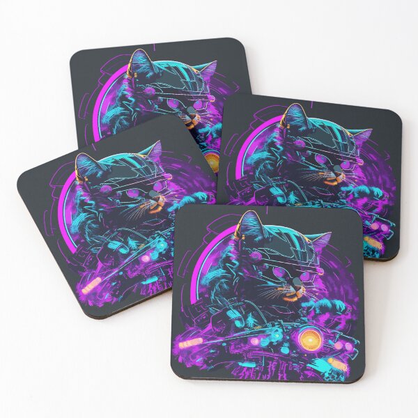 Item preview, Biker cat neon style designed and sold by elearah1.
