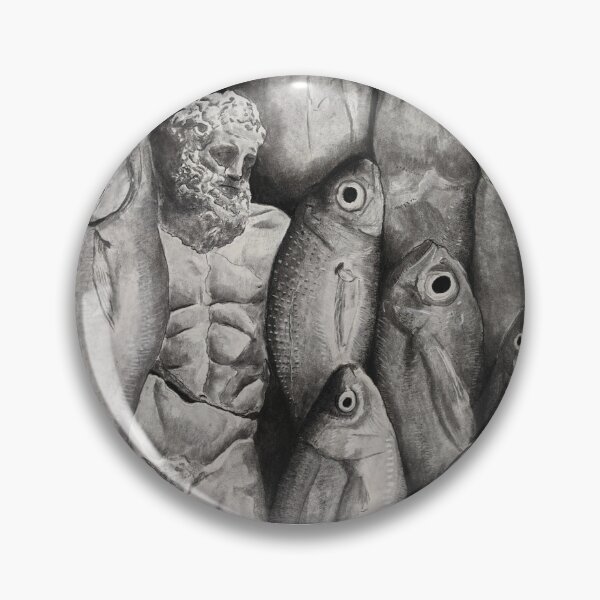 Item preview, Charcoal Drawing of Fish and A Statue designed and sold by Seeing-Eye-Eyes.