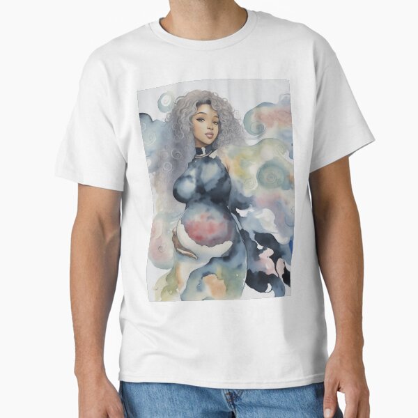 Item preview,  pregnant beautiful black woman, black motherhood, watercolor design designed and sold by womenandflowers.