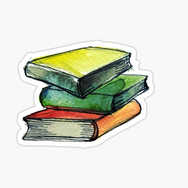 Boho Chic Pastel Watercolor Stack Of Books  Sticker for Sale by  stickers4your