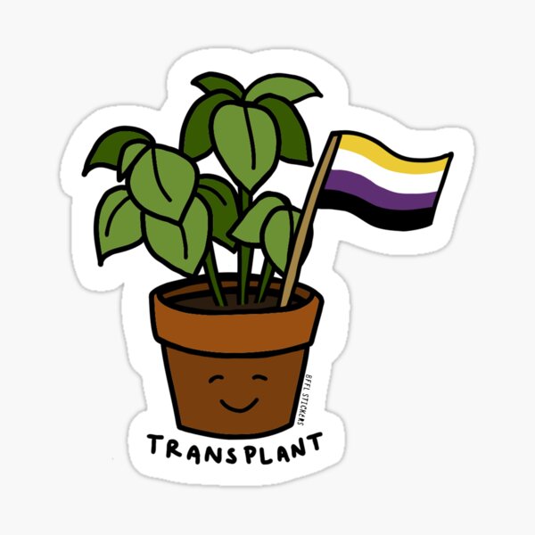 Vista previa del artículo con la obra «Trasplante no binario», diseñado y vendido por BFFLStickers.